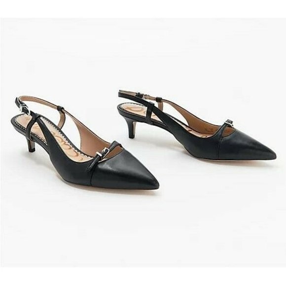 Sam Edelman Shoes - Sam Edelman Leather Slingback Pumps Denia Black Heels Shoes Women sz 5 NEW